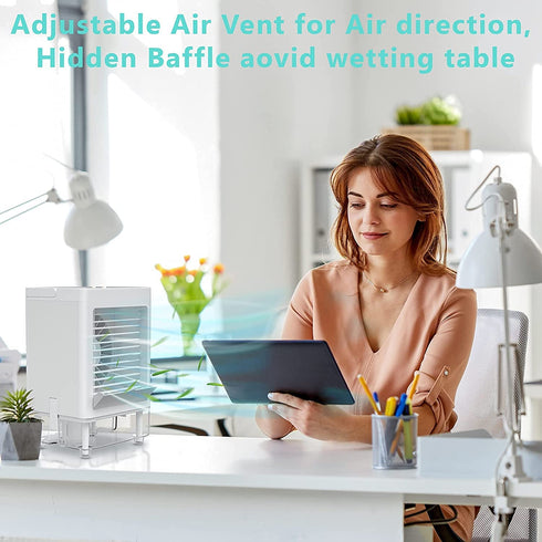 Portable Air Conditioner, Built-in 5000mAh Rechargeable Battery, 800 ML Water Tank, Personal Air Cooler with 3 Wind Speeds, 1/2/4/8H Evaporative Air Cooler for Home Office Bedroom