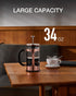 BAYKA French Press Coffee Maker, Glass Classic Copper 304 Stainless Steel Coffee Press, Cold Brew Heat Resistant Thickened Borosilicate Coffee Pot for Camping Travel Gifts, 34 Ounce