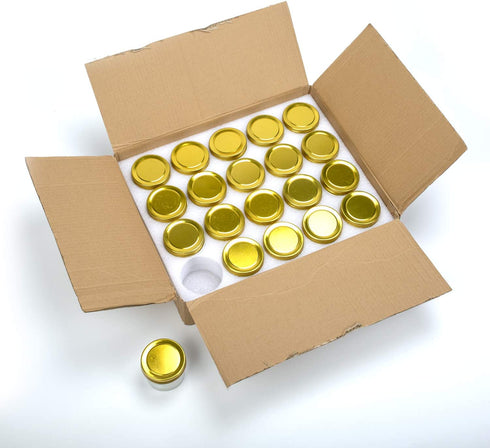 Encheng 4 oz Clear Glass Jars With Lids(Golden),Small Spice Jars For Herb,Jelly,Jams,Wide Mouth Mason Jars Canning Jars For Kitchen Storage 20 Pack ¦ ¦