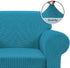 iCOVER Chair Sofa Slipcover, One Piece High Stretch Armchair Couch Cover, Machine Washable Spandex Jacquard Fabric, Bottom Elastic Easy to Install, Non-Slip Furniture Protector,Peacock Blue