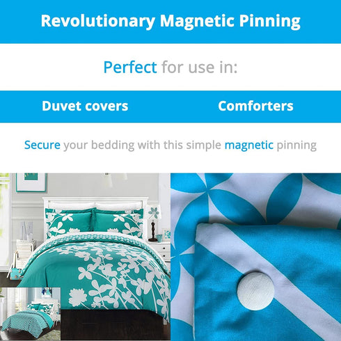 Magnetic Duvet Clips,Comforter Magnetic Grips,Strong Bedding Holder Pins,Duvet Magnet Donut Clips,Cloth Holders Magnetic Pinnings,Magnetic Comforter Fasteners,Curtain & 16 Drape Pins Cloth-PinionPins