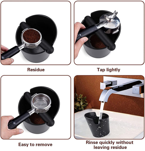 Ailelan Coffee Knock Box, Espresso Dump Bin, Coffee Bin, 4.8 Inch Espresso Knock Box Shock-Absorbent Durable Barista Style with Removable Knock Bar and Non-Slip Base(Round)