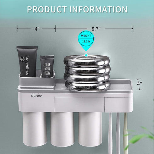 Magnetic Toothbrush Holder Wall Mount Electric Toothbrushes Slots Cosmetic Organizer and Drawer with Phone Holder