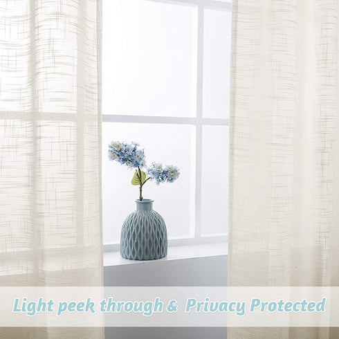 RYB HOME Curtain Tier and Swag Set, Privacy Sheer Curtains Window Treatment Drapes Light & Airy Voile Panels for Bedroom / Kitchen / Farmhouse Garden, 36 x 63-inch Each, 2 Pcs, Warm Beige