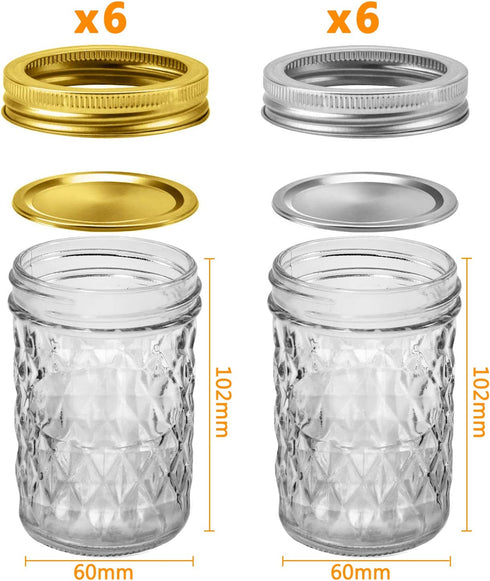 Mason Jars, 8 OZ Mason Jars Canning Jars Jelly Jars With Regular Lids and Bands, Ideal for Jam, Honey, Wedding Favors, Shower Favors, Baby Foods, DIY Magnetic Spice Jars, 12 Pack by SPANLA