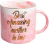 Mugpie Mother In Law Gifts from Daughter In Law - Best Amazing Mother In Law Coffee Mug - Funny Birthday Gifts for Mom from Son in Law - Mother's Day Christmas gifts Idea - Cute Pink Cup 11.5oz