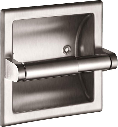 Smack Brushed Nickel Recessed Toilet Paper Holder,Contemporary Hotel Style Wall Toilet Paper Holder - Recessed Toilet Tissue Holder Includes Rear Mounting Bracket