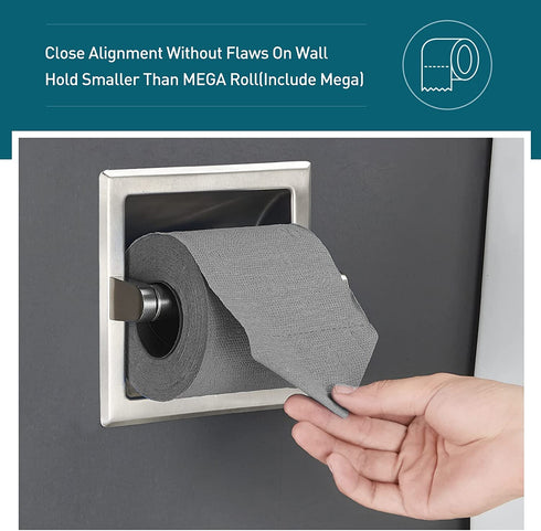 Smack Brushed Nickel Recessed Toilet Paper Holder,Contemporary Hotel Style Wall Toilet Paper Holder - Recessed Toilet Tissue Holder Includes Rear Mounting Bracket