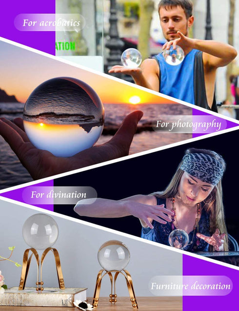 MerryNine Photograph CrMerryNine Crystal Meditation Ball Globe, ystal Ball with A Stand, K9 Crystal Sunshine Catchers Ball, Home Decoation Ornaments, Photography Accessory (80mm/3.2" with Led Stand)