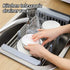 Expandable Stainless Steel Dish Drying Rack, Telescopic Drain Basket Over Sink Organizer for Vegetable, Fruit and Tableware (Grey)