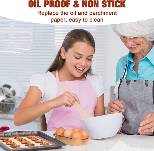 RENOOK Silicone Baking Mats Set of 5, BPA-free grade food baking mat, 100% Non-Stick Reusable Food Safe Liners & Silicone Brush- Macaron, Pastry, Cookie.