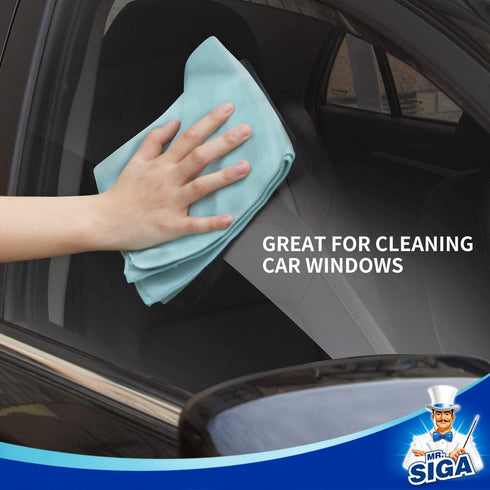 MR.SIGA Ultra Fine Microfiber Cloths for Glass, Pack of 12, 35 x 40cm 13.7" x 15.7"