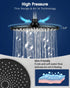 Rain Shower Head VMASSTONE 9In High Pressure Showerhead - Tool Free Installation- with Large Spray Surfaces and 200 Nozzles for Delicate and Unstimulate Shower Experience (EM-001 Matte Black/Black)