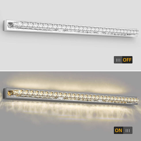YITAHOME Vanity Light Crystal Bathroom Vanity Lights Fixtures Modern Wall Lighting for Bathroom Chrome Cube Wall Light for Bathroom Living Room Bedroom Wardrobe Cabinet
