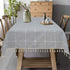 Cotton Linen Tablecloth, Lattice Embroidery Table Cloth, Farmhouse Checkered Fringed Tassel Tablecloths, Wrinkle Free Table Cover for Kitchen Dinning Picnic Party, Grey, Rectangle 54 x 120 inch