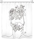 SVBright Women Flower Shower Curtain Abstract Line Ladies 72Wx72H Inch Modern Minimalist Creative Female Sketch Aesthetic 12 Pack Hooks Polyester Waterproof Fabric Bathroom Bathtub Panels