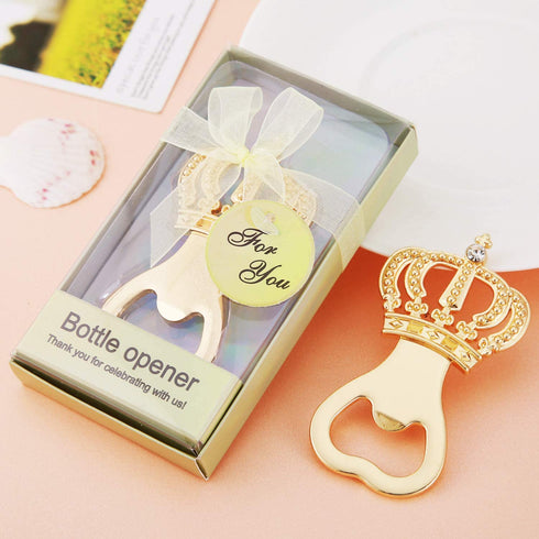 Yuokwer 12 PCS Crown Bottle Opener for Wedding Party Favor Birthday Baby Shower Bridal Shower Party Souvenirs for Guests,Wedding Party Supplies& Decorations Baby Shower Giveaways (Gold Crown, 12)