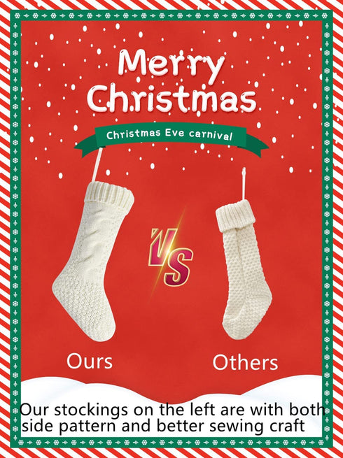 Kunyida Pack 4,18" Unique Ivory White Knit Christmas Stockings