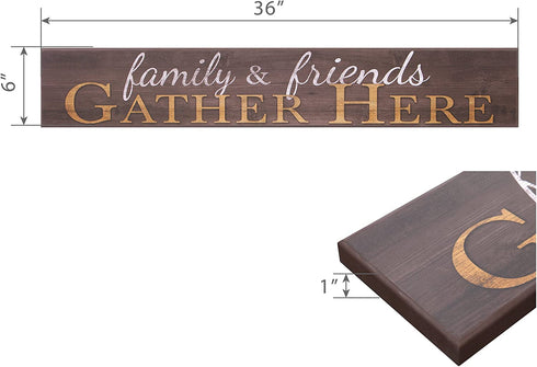 Patton Wall D©cor Family and Friends Gather Here Wood Wall Art Decorative Sign, 6" x 36", Brown