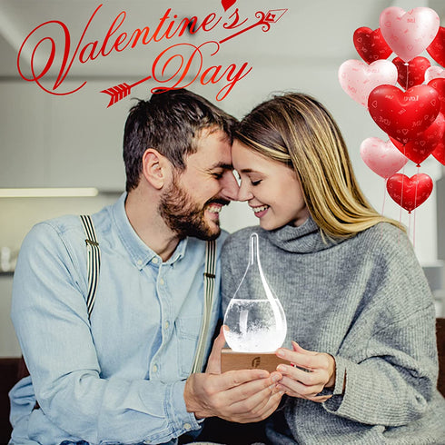 Valentines Day Gift Snow Globe Storm Glass Decorative Bottle Weather Station, with Water Globe Festival Gift For Xmas Valentines Day Anniversary Birthday Mothers Day, Office Home Tabletop Decor (S)