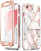i-Blason Cosmo Series Case for iPhone SE 2022 (3rd Gen)/iPhone SE 2020 (2nd Gen)/iPhone 7/iPhone 8, Stylish Protective Bumper Case with Built-in Screen Protector (Marble)
