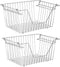 SANNO Stacking Basket Bin Pantry Freezer Storage Baskets Cabinet Organizer - Large Steel Metal Wire - Fruit, Vegetable, Onion, Potato, Cans - Kitchen 2 pack