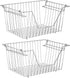 SANNO Stacking Basket Bin Pantry Freezer Storage Baskets Cabinet Organizer - Large Steel Metal Wire - Fruit, Vegetable, Onion, Potato, Cans - Kitchen 2 pack