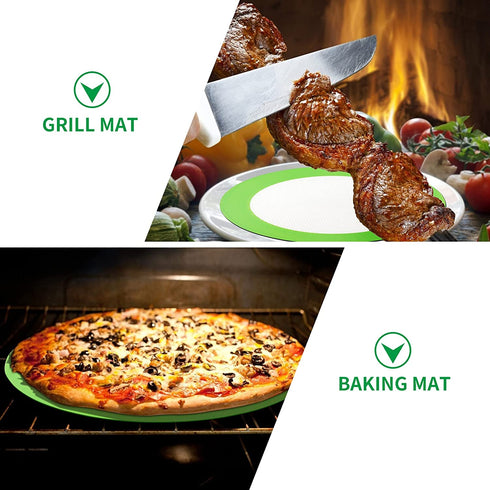 BESTonZON Silicone Baking Mats, 3-Pack Non-Stick Round Silicone Baking Sheet Liner,Reusable Heat Resistant Baking Pastry Sheets Round(Green)