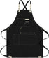 Chef Apron Water Resistant Canvas Cross Back Adjustable Apron for Men Women
