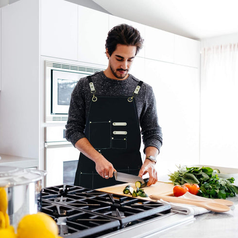 Chef Apron Water Resistant Canvas Cross Back Adjustable Apron for Men Women