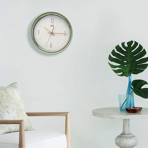 hito Silent Non Ticking Wall Clock 9 inches Glass Front Cover Sweep Movement Decorative for Kitchen, Living Room, Bedroom, Nursery, Office, Classroom (Green)
