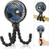 Mini Handheld Personal Portable Fan, Baby Stroller Fan, Car Seat Fan, USB or 4000mAh Battery Powered, with Flexible Tripod Clip on Student Bed Desk Peloton Bike Crib Treadmill Camping Traveling(Black)