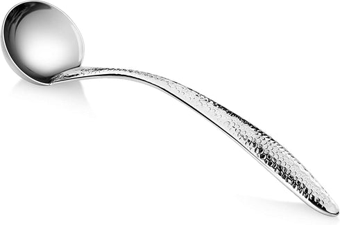 New Star Foodservice Mars Collection Stainless Steel 18/8 Hammered Hollow Handle Soup ladle, 10.2-Inch, 1.2-Ounce