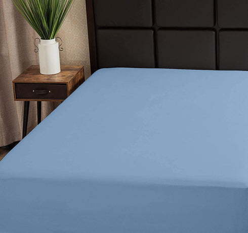 Superity Linen Fitted Sheet, 100% Cotton 200 Thread Count, Cool Breathable and Comfortable,Machine Wash and Dry (Twin 39x75, Blue)