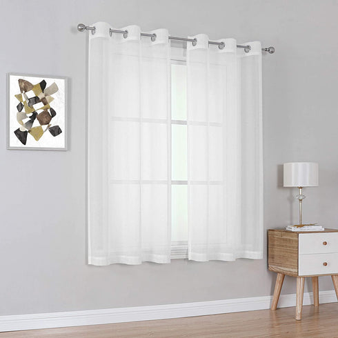Pure White Sheer Curtain Panels 63 inches Long - 2 Panels Top Grade Gauze Grommet Solid Texture Soft Voile Window Drapes for Bedroom Living Room(38 Wide x 63-inch Length)