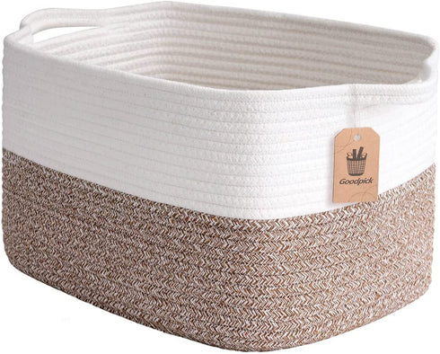 Goodpick Cube Storage Bins - Shelf Baskets for Storage Toys Storage Basket Towel Book Cloth Storage Bins for Office Woven Basket for Shelves Baby Laundry Basket Closet Storage Basket, 13.4''x9.8''x9''