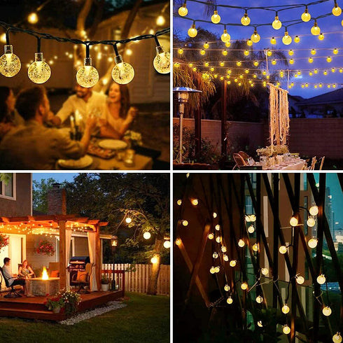 BHCLIGHT 2-Pack 100 LED 32FT Crystal Globe Solar String Lights Outdoor, Waterproof Solar Lights Outdoor Decorative with 8 Modes, Solar Powered Patio Lights for Garden Yard Party Christmas,Warm White