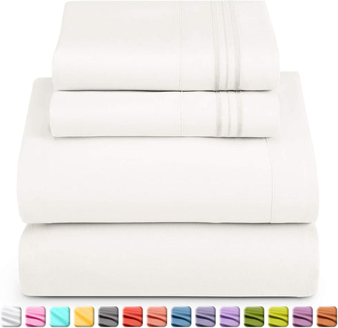 Nestl Twin Sheets Set - 3 Piece Bed Sheets for Twin Size Bed, Double Brushed Twin Size Sheets, Hotel Luxury White Sheets, Extra Soft Bedding Sheets & Pillowcases