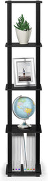 FURINNO Turn-S-Tube 5-Tier Corner Square Rack Display Shelf, Americano/Black