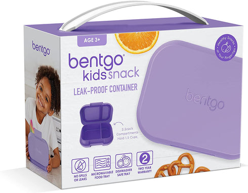 Bentgo Kids Snack - 2 Compartment Leak-Proof Bento-Style Food Storage for Snacks and Small Meals, Easy-Open Latch, Dishwasher Safe, and BPA-Free - Ideal for Ages 3+ (Purple)