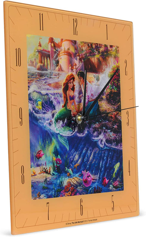 Mark Feldstein & Associates Little Mermaid Disney Kinkade Ocean Blue 11 inch Glass Square Wall Clock