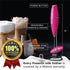 PowerLix Milk Frother Handheld Battery Operated Electric Whisk Foam Maker For Coffee, Latte, Cappuccino, Hot Chocolate, Durable Mini Drink Mixer With Stainless Steel Stand Included(Bubblegum Pink)