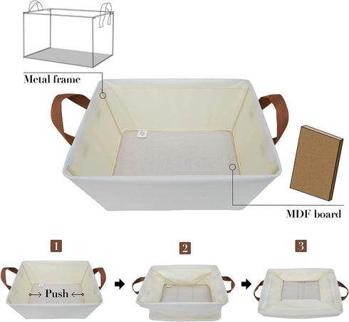 GRANNY SAYS Storage Bins for Shelves, 2-Pack Linen Closet Organizers and Storage Baskets Extra Large, Beige Shelf Baskets