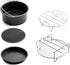 Aurkalri Air Fryer Accessories Set 5 pcs with Non-stick Barrel/Pan, Pizza Pan,Metal Holder,Roasting Racks And Silicone Mat,Fit all 3.7QT - 5.3QT(7 Inch)