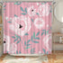 Pink Flower Plant Shower Curtain Green Leaves Minimalist Aesthetic Floral Bath Curtain Modern Cute Waterproof Fabric Bathroom Decor Curtains 72x72 Inches