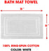 TALVANIA Bath Mat Floor Towel for Bathroom 22 x 32 Banded Rug - 100% Ring Spun Cotton Highly Absorbent Machine Washable 2 Pack White Non Rubber Backing Mats Shower Spa Hotel