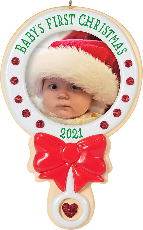 Hallmark Keepsake Christmas Ornament, Year Dated 2021, Baby's First Christmas Photo Frame