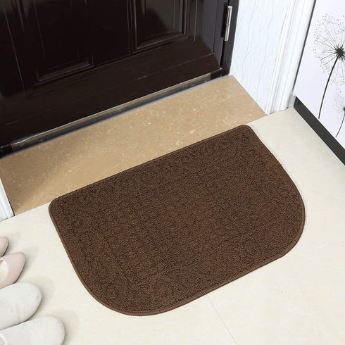 COSY HOMEER 27X18 Inch Anti Fatigue Kitchen Rug Mats are Made of 100% Polypropylene Half Round Rug Cushion Specialized in Anti Slippery and Machine Washable,Brown(3 pcs)