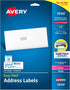 Avery Mailing Address Labels, Laser & Inkjet Printers, 300 Labels, 1 x 2-5/8, Permanent Adhesive (18160), White