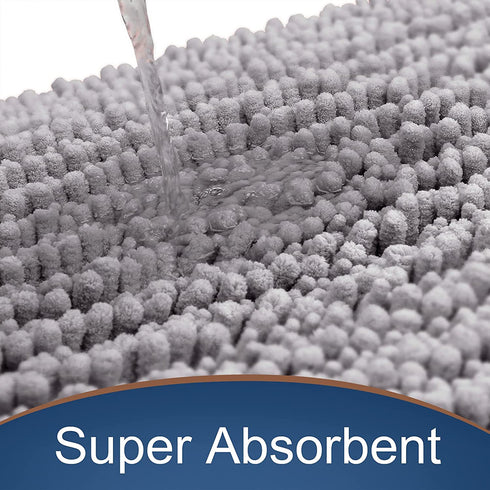 Yimobra Original Luxury Shaggy Bath Mat, 24 x 17 Inches, Soft and Cozy, Super Absorbent Water, Non-Slip, Machine-Washable, Thick Modern for Bathroom Bedroom, Gray